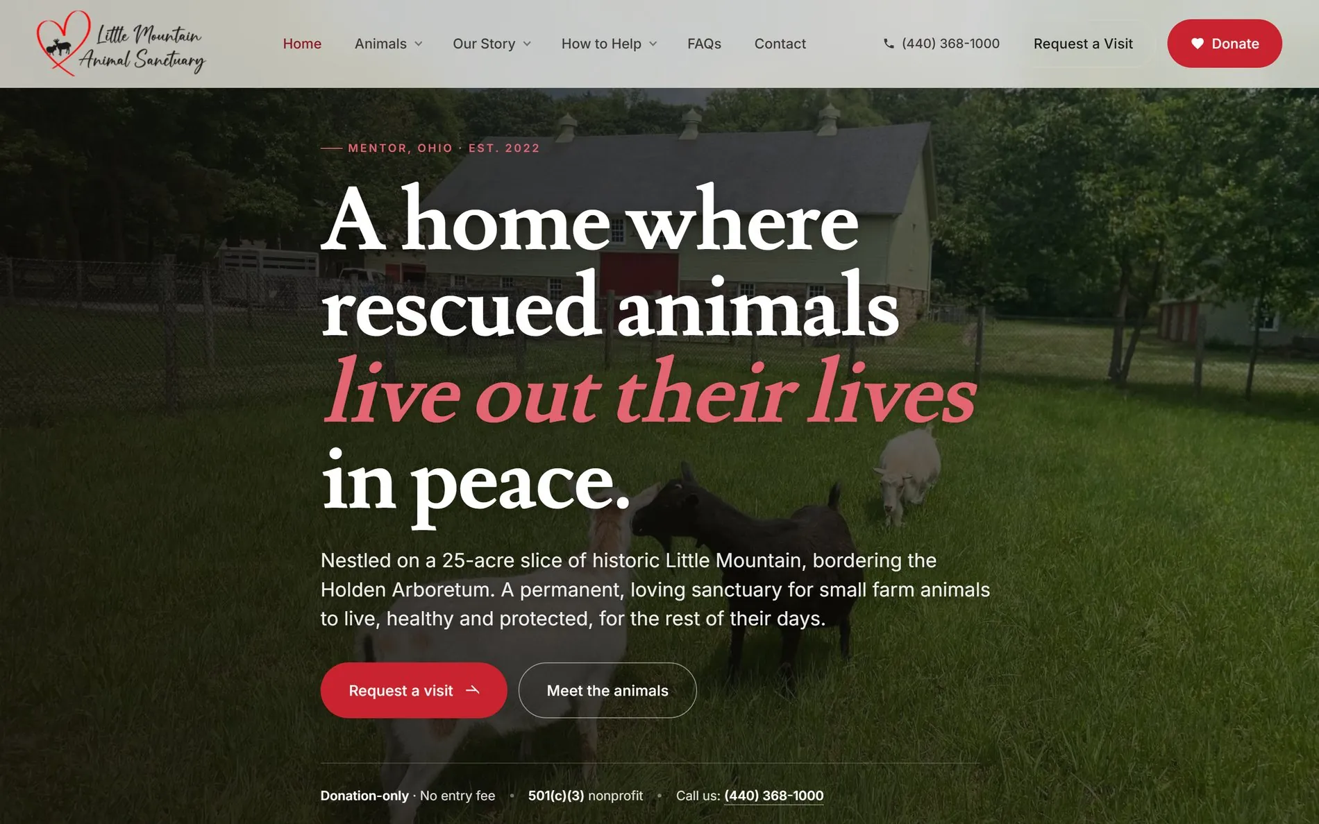 Homepage of Little Mountain Animal Sanctuary